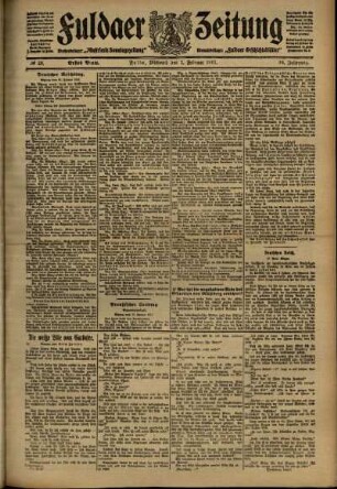 Erste Ausgabe vom Mittwoch, den 01. Februar 1911.