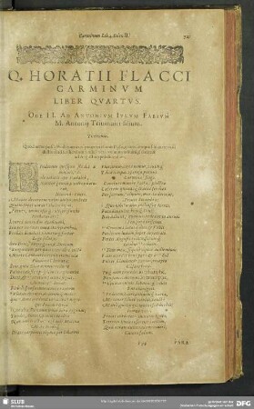 Q. Horatii Flacci Carminum Liber Quartus