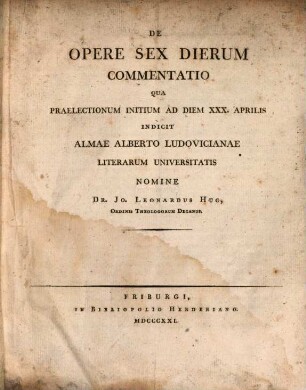 De opere sex dierum commentatio