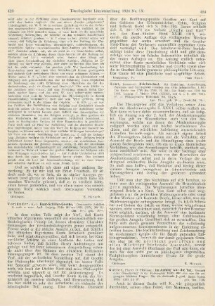 423-424 [Rezension] Vorländer, Karl, Kant-Schiller-Goethe. Gesammelte Aufsätze. 2., verb. u. verm. Aufl