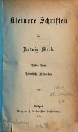 Kleinere Schriften, 3. Tirolische Miscellen