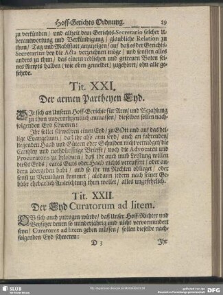 Tit. XXII. Der Eyd Curatorum ad litem
