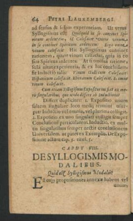 Caput VIII. De Syllogismis Modalibus.