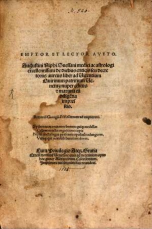 De diebus criticis ... liber