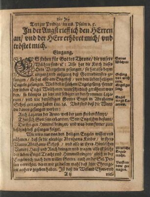 Text zur Predigt/ im 118. Psalm v. 5.