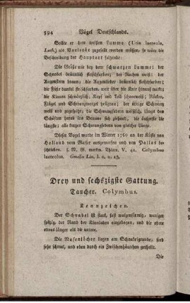 Drey und sechszigste Gattung. Taucher. Colymbus.