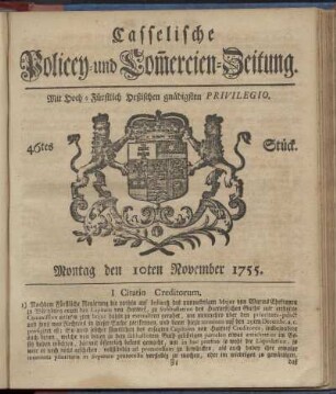 46tes Stueck, Montag den 10ten November 1755