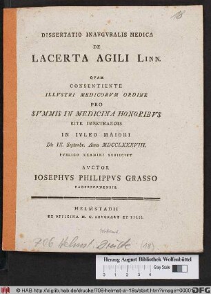 Dissertatio Inavgvralis Medica De Lacerta Agili Linn.
