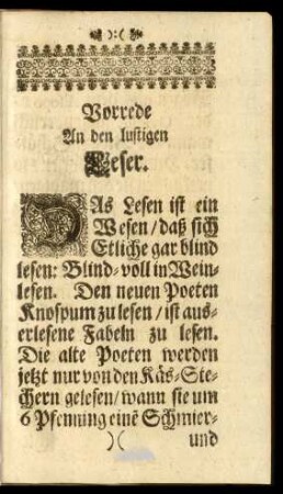 Vorrede An den lustigen Leser.