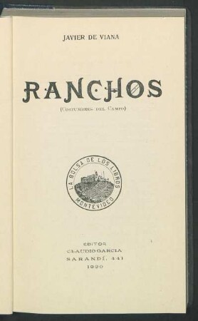 Ranchos : (costumbres del campo)