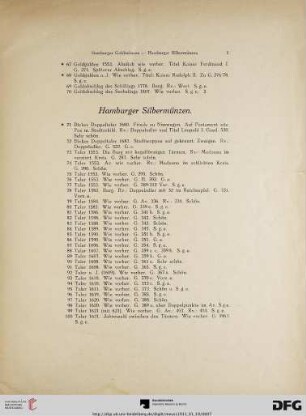 Hamburger Silbermünzen (Nr. 71-262)