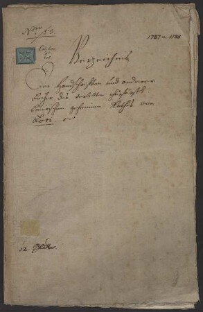 Verzeichnis der Handschriften Johann Georg Loris, 1787/88 - BSB Cbm Cat. 605
