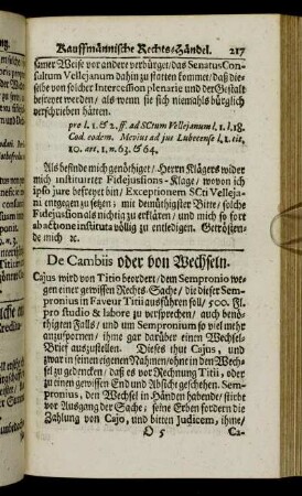 De Cambiis oder von Wechseln.