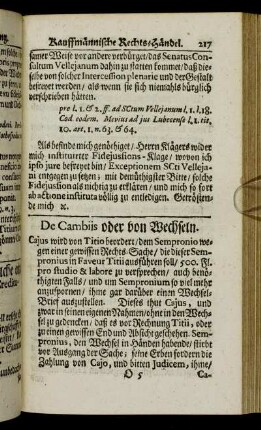 De Cambiis oder von Wechseln.