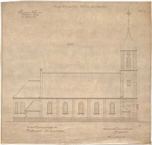 Buchmann, A.; Dürrenbach; Kath. Kirche, Neubau - Linke Seitenfassade (Ansicht)