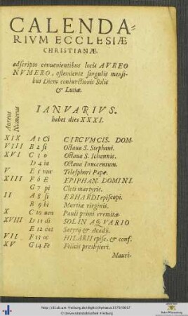 Calendarium Ecclesiæ Christianæ