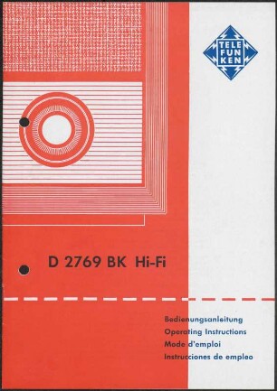 Bedienungsanleitung: Bedienungsanleitung Telefunken D 2769 BK Hi-Fi