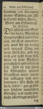 Gebet um Erkänntniß der Sünden