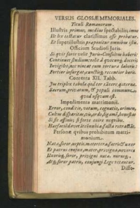 Versus Glossae Memoriales.