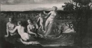 Venus von Schwänen gezogen : Carpi, Girolamo da: Venus von Schwänen gezogen. Öl auf Leinwand; 144 x 267 cm. Dresden: Gemäldegalerie Alte Meister 143