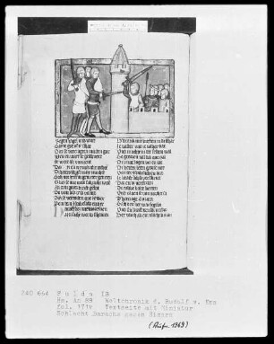 Rudolf von Ems, Weltchronik — Schlacht Baraks gegen Sisera, Folio 171verso