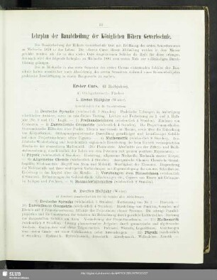 Lehrplan der Bauabtheilung der Königlichen Höhern Gewerbschule