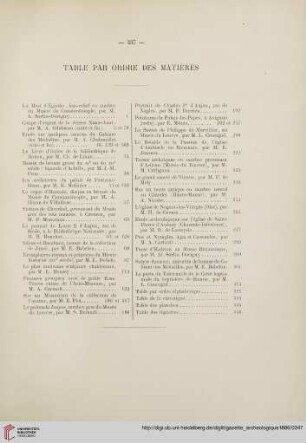 Table par ordre de matières