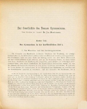 Zur Geschichte des Bonner Gymnasiums, 1