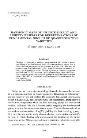 Harmonic maps of infinite energy and rigidity results for representations of fundamental groups of quasiprojective varieties