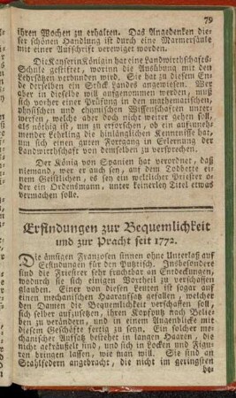 Erfindungen zur Bequemlichkeit und zur Pracht seit 1772.
