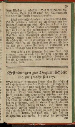 Erfindungen zur Bequemlichkeit und zur Pracht seit 1772.
