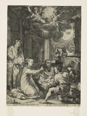 Anbetung der Hirten, Blatt 3 der Folge "Geburt und frühe Kindheit Christi"