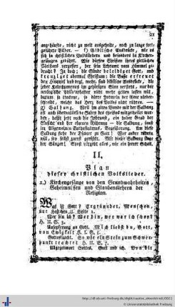 II. Plan dieser christlichen Volkslieder.