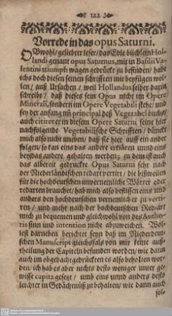 Vorrede in das opus Saturni.