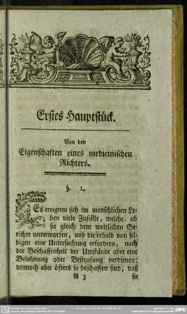 Erstes Hauptstück. Von den Eigenschaften eines medicinischen Richters