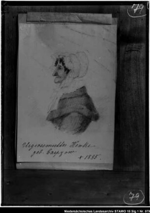 Wilhelmine Benedicte Henke, geb. Carpzov (geb. 06.09.1760, gest. 28.12.1835), Frau des Helmstedter Professors Heinrich Philipp Conrad Henke Geschenkt von Geh. Archivrat Dr. P. Zimmermann 31.05.1912