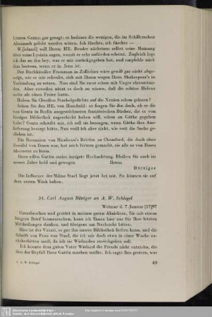 Carl August Böttiger an August Wilhelm von Schlegel, Weimar, 07.01.1797
