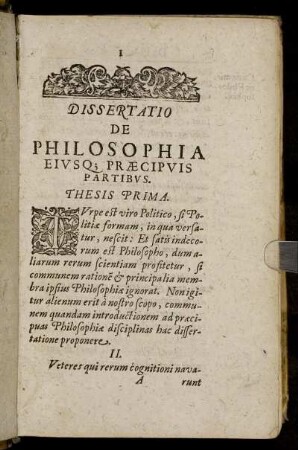 Dissertatio De Philosophia Eiusque Praecipuis Partibus