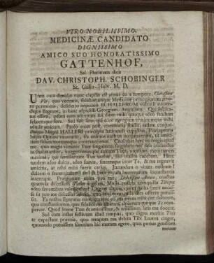 Viro Nobilissimo, Medicinæ Candidato Dignissimo...