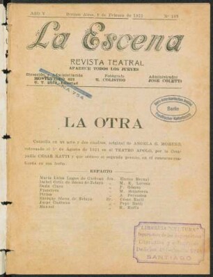 La otra : comedia en un acto y dos cuadros