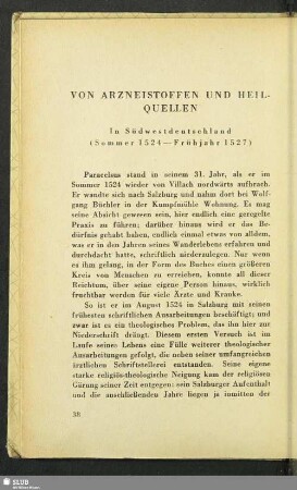 Von Arzneistoffen und Heilquellen : In Südwestdeutschland (Sommer 1524 - Frühjahr 1527)