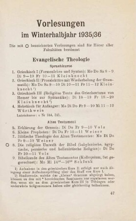 47-80, Vorlesungen im Winterhalbjahr 1935/36