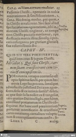 Caput IV. Quid Sit Vera Poenitentia, quid item crux & iugum Christi