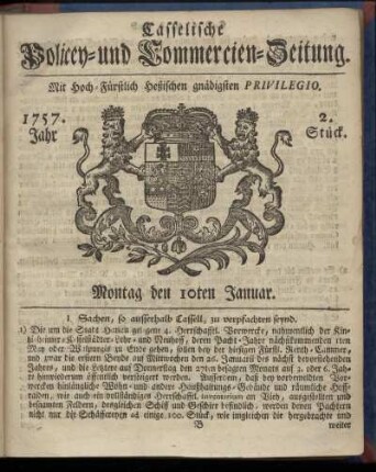2. Stueck, Montag den 10ten Januar. 1757