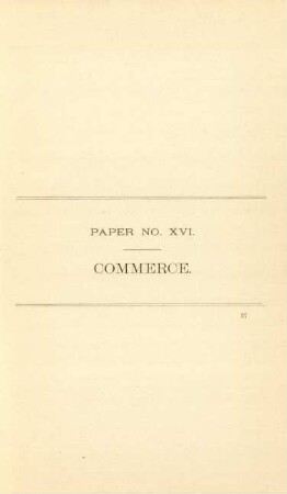 Paper No. XVI. Commerce