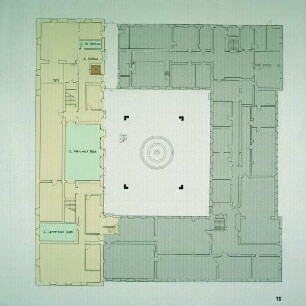 Entwurf zur Erweiterung des Ernst-von-Hülsen-Hauses (2. Preis des Architektenwettbewerbs, Nr. 26) — Grundriß Tiefgeschoß