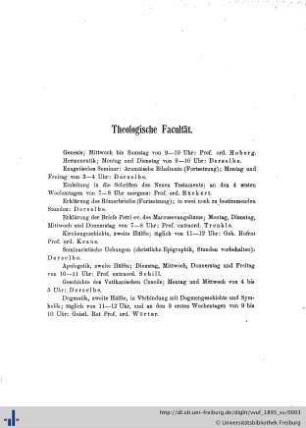 Theologische Facultät.