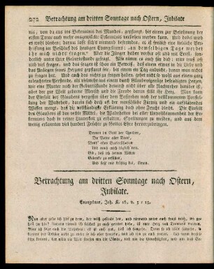 Betrachtung am dritten Sonntage nach Ostern, Jubilate