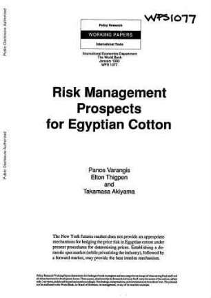 Risk management prospects for Egyptian cotton