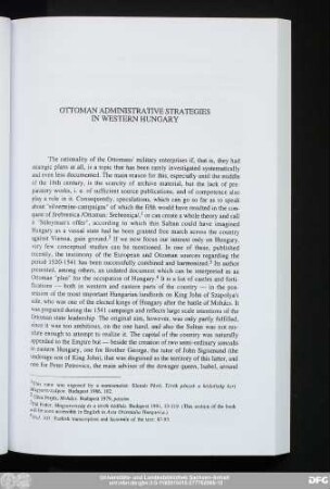 Ottoman Administrative Strategies In Western Hungary